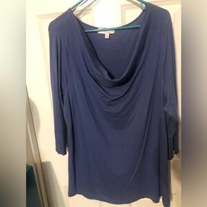 3X blue cowl neck top
